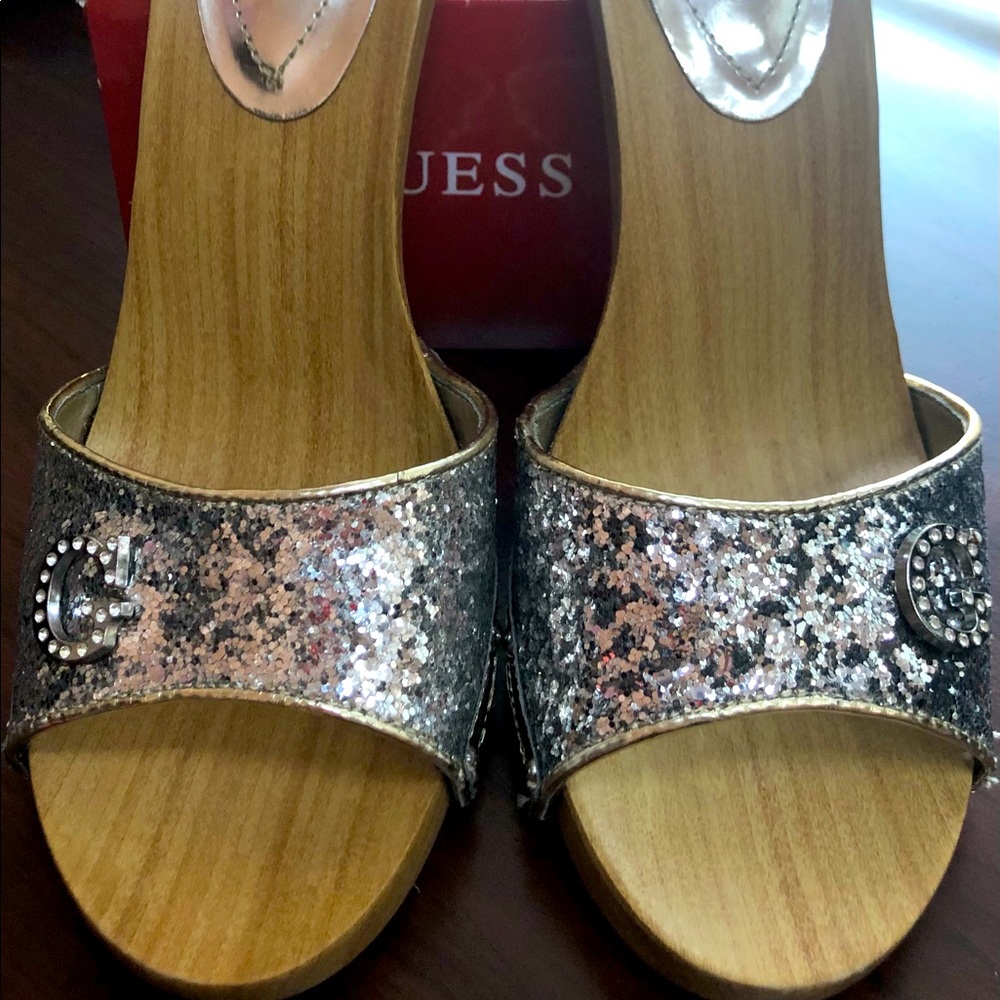 Guess Silver Glitter Heels